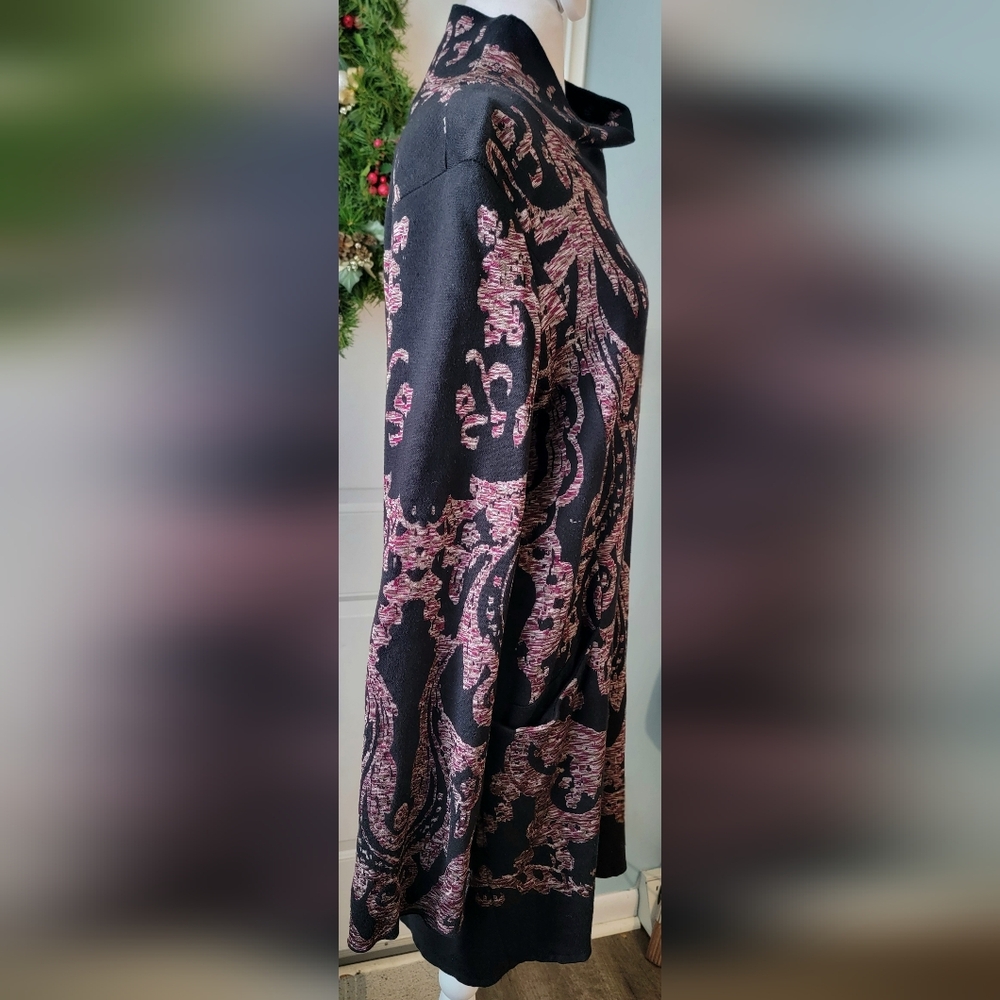 Free People Modern Love Mini Dress Womens M Black & Multi Mock Neck Sweater Dres - Picture 6 of 14